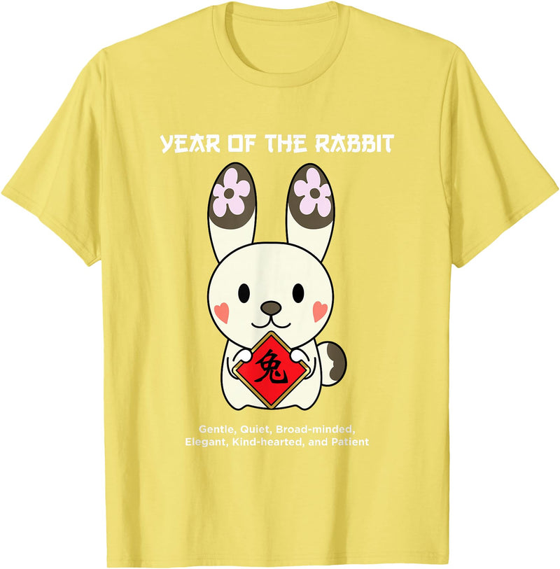 Year of the Rabbit Chinese Zodiac Lunar New Year T-Shirt in Lemon Yellow