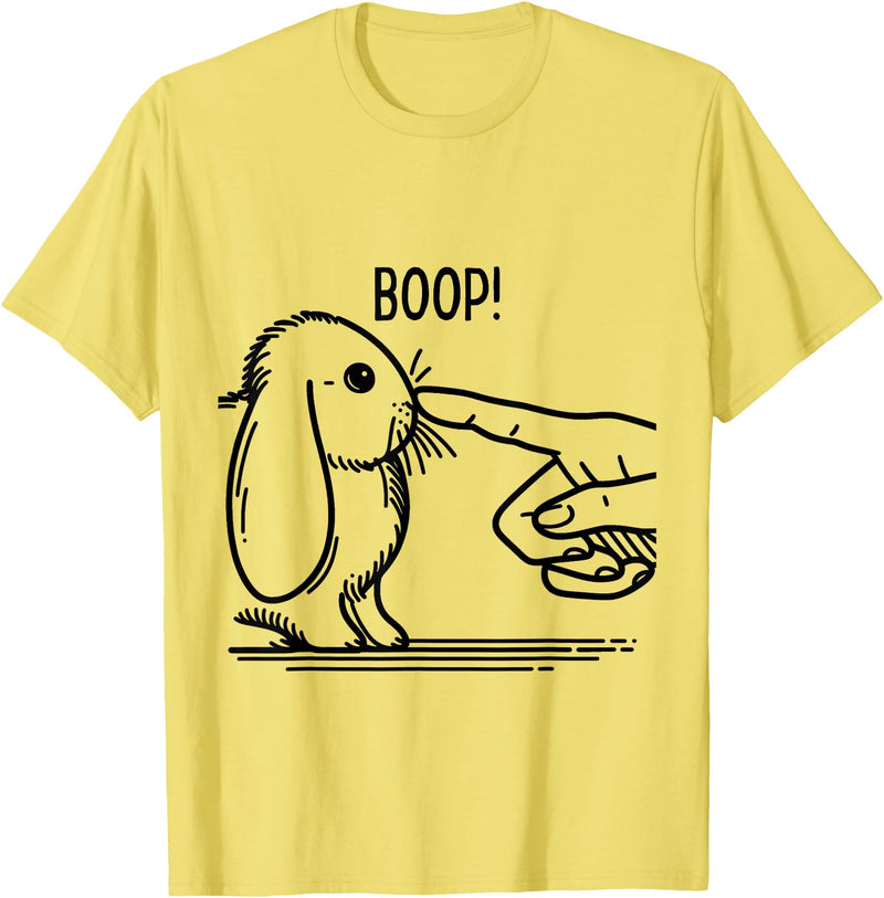 Cute Rabbit Lover Bunny Graphic T-Shirt (Baby Blue) in Lemon Yellow