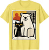 Utschki Bratschki Black Cat and Polar Bear Winter Animal Cute Snow Art T-Shirt - Lemon Yellow