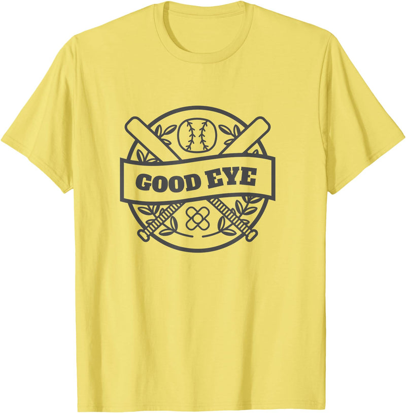 Flying Pig T Shirts Good Eye Baseball T-Shirt Humor Batter Team Sport Kids Bat T-Shirt - Lemon Yellow