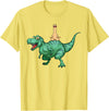 cute funny Llama Gifts and more Alpaca Llama riding Dinosaur T-Rex T-Shirt - Lemon Yellow