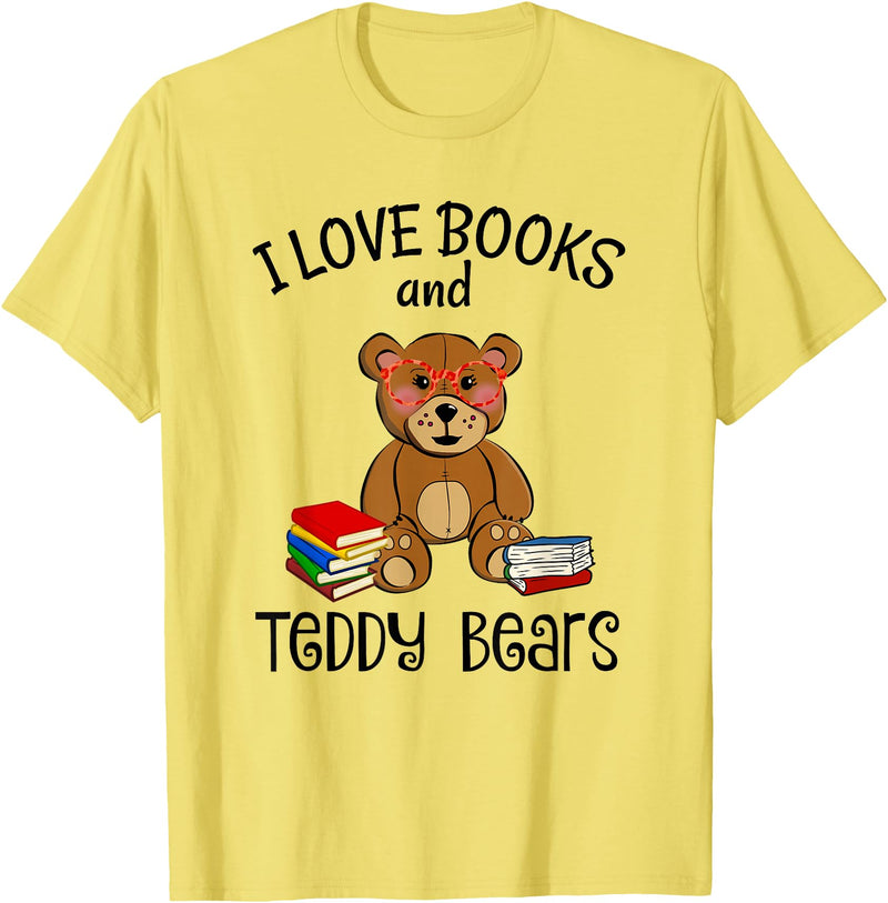 Teddy Bears, Cute Teddy Bear Lover Gifts Adorable Teddy Bear Love Books and Teddy Bear Reading T-Shirt - Lemon Yellow