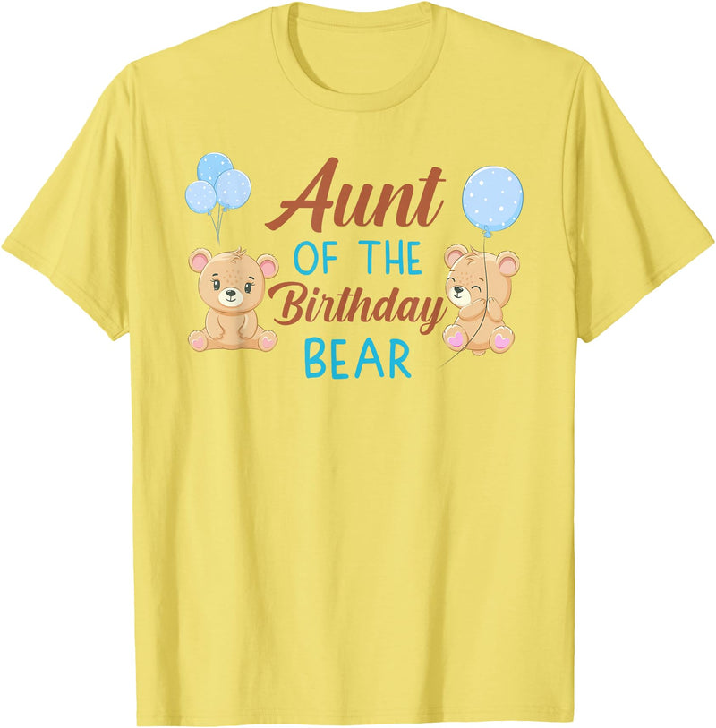 Family Birthday Bear Gifts Aunt of The Birthday Boy Bear 1st Birthday Party Boy T-Shirt - Lemon Yellow