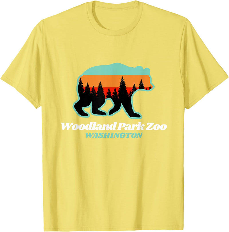 Retro Vintage WA Summer Camping & Hiking Souvenir Woodland Park Zoo Washington Tourist T-Shirt - Lemon Yellow