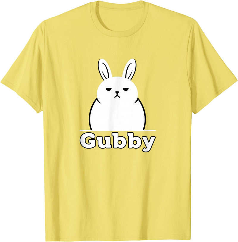 Gubby Rabbit Anime Funny Character Cute Grumpy Bunny T-Shirt in Lemon Yellow