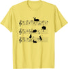 Cute Bunny Rabbit Playing Music Notes Musician T-Shirt in Lemon Yellow