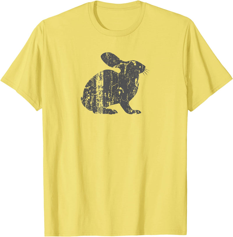 Rabbit Vintage Design - Rabbit Print T-Shirt in Lemon Yellow