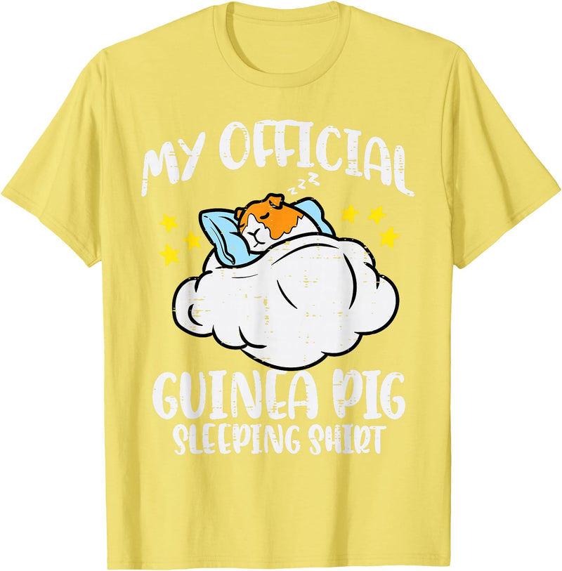 Guinea Pig Shirts For Men Women Kids Gift My Official Guinea Pig Sleeping Shirt Cavy Women Kids Men T-Shirt - Lemon Yellow