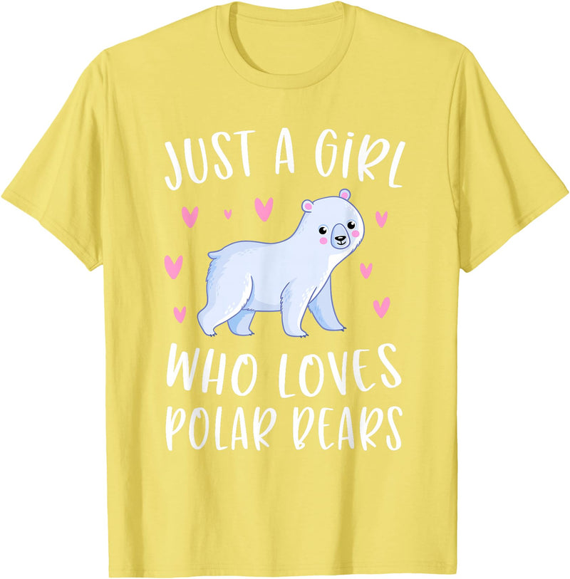 Funny Polar Bear Lovers Shirts For Girls Cute Polar Bear Shirt Just A Girl Who Loves Polar Bears T-Shirt - Lemon Yellow