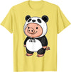 Pig In Panda Costume Kawaii Design Kawaii Pig In Panda Costume for Girls kids Pig Lover T-Shirt - Lemon Yellow
