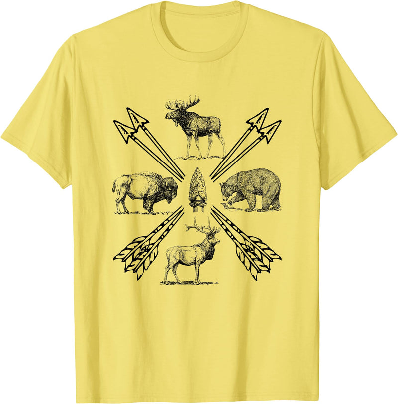 Moose Buffalo Bear Elk Wildlife Animals Moose Buffalo Bear Elk Wildlife Outdoorsman T-Shirt - Lemon Yellow