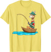SubliminalFantasy Co. Llama Fishing Llama Fisherman Boat Fishing Lovers T-Shirt - Lemon Yellow