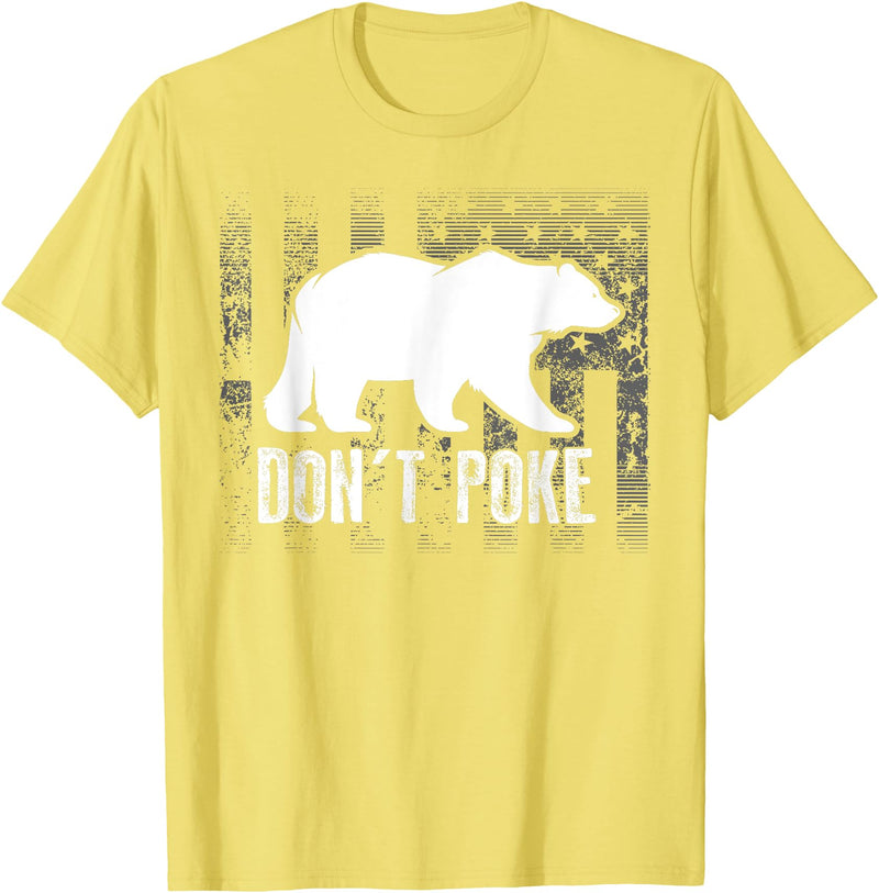 Cool Elegant Grizzly Polar Bears Design Designs Don't Poke Funny Bear | Cute Superhero Bear USA Gift T-Shirt - Lemon Yellow
