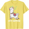 Funny Llama Pun by DSMD Spit Happens Llama Alpaca Lovers Funny Animal Pun T-Shirt - Lemon Yellow
