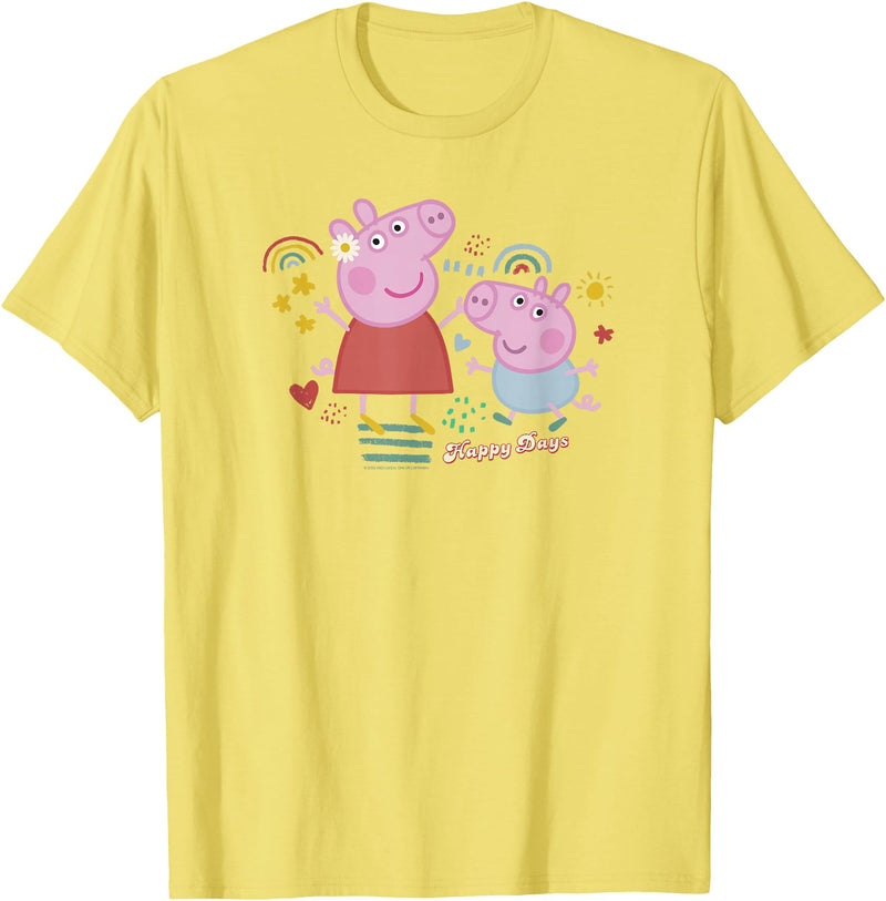 Peppa Pig Unisex-Kids Blue Cartoon T-Shirt, Small - Lemon Yellow