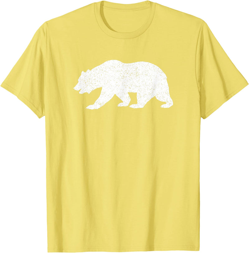 CALIFORNIA REPUBLIC GRIZZLY BEAR APPAREL California Grizzly Bear State Flag CALI Republic Silhouette T-Shirt - Lemon Yellow