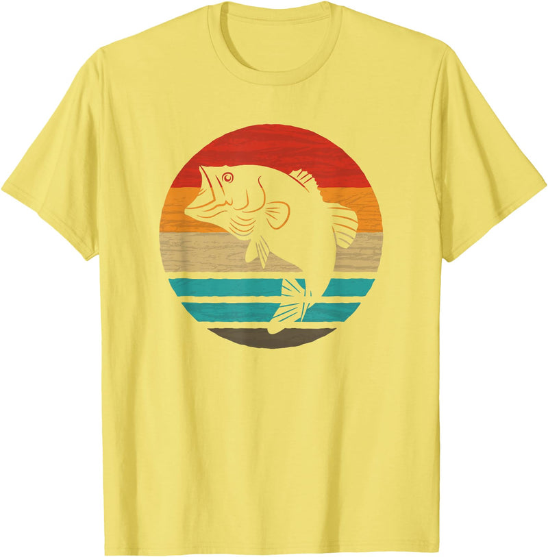 Fishing Accessories & Clothing Gifts Women Men Fish Retro Style Vintage T-Shirt - Lemon Yellow