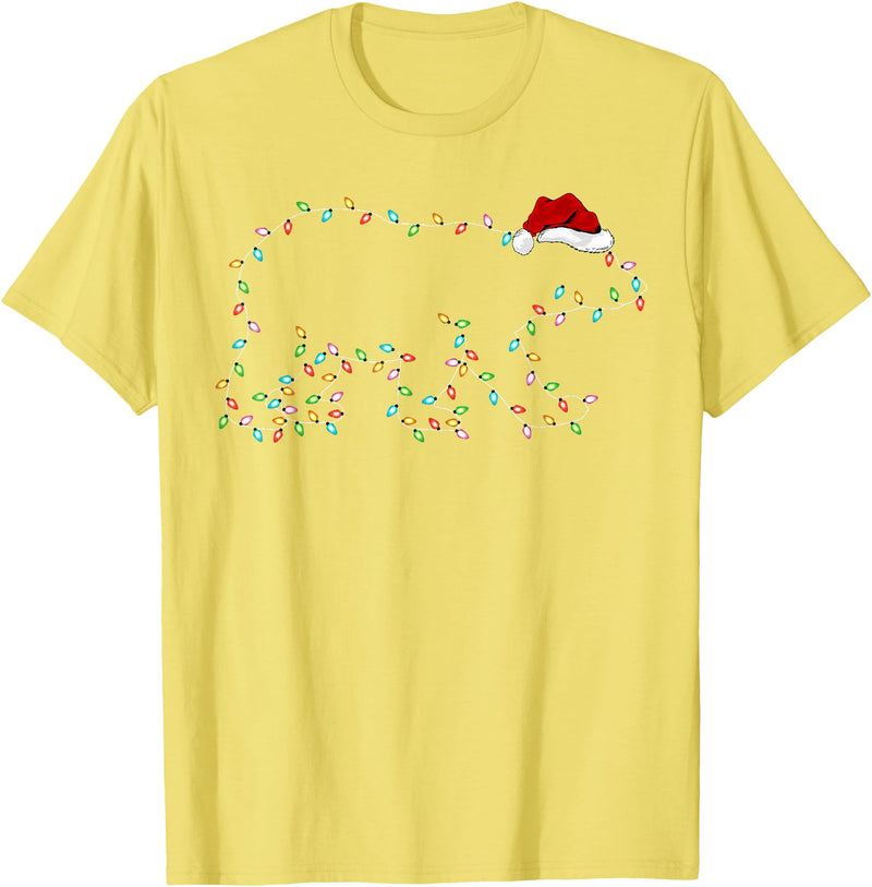 Xmas Lighting Polar Bear Christmas Gifts Polar Bear Xmas Lighting Santa Hat Polar Bear Christmas T-Shirt - Lemon Yellow