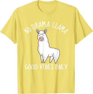 Llama Lama Llma Lamma No Drama Items Supplies Llama Love Good Vibes School Girls Kids Women Teens Gift T-Shirt - Lemon Yellow