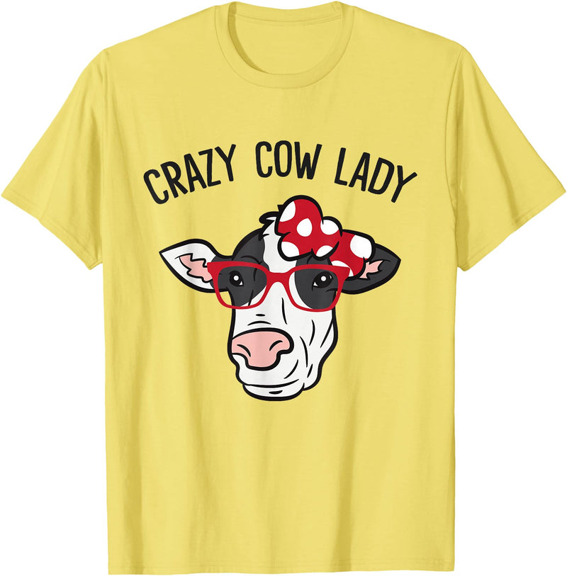Funny Cow Lover Gifts Crazy Cow Lady T-Shirt - Lemon Yellow