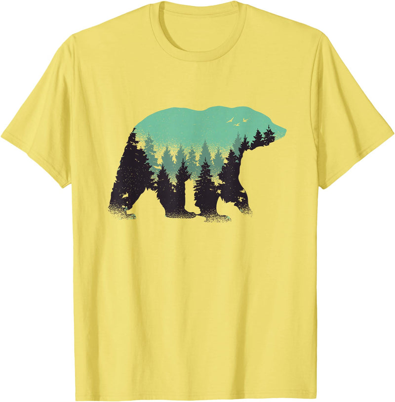 Grizzly Bear - Outdoor Apparel Bear Forest Nature Grizzly Hiking Outdoor Hunting Gift T-Shirt - Lemon Yellow