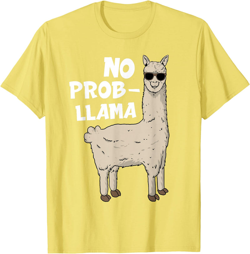 Funny Llama Gift Llama Lover Accessories & Stuff Funny Llama Design For Men Women Kids Llama Alpaca Animal T-Shirt - Lemon Yellow