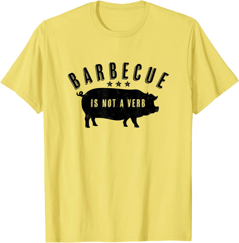 Cotton Canvas Barbecue Is Not A Verb Funny Southern Food Pork BBQ Pig T-Shirt - Lemon Yellow