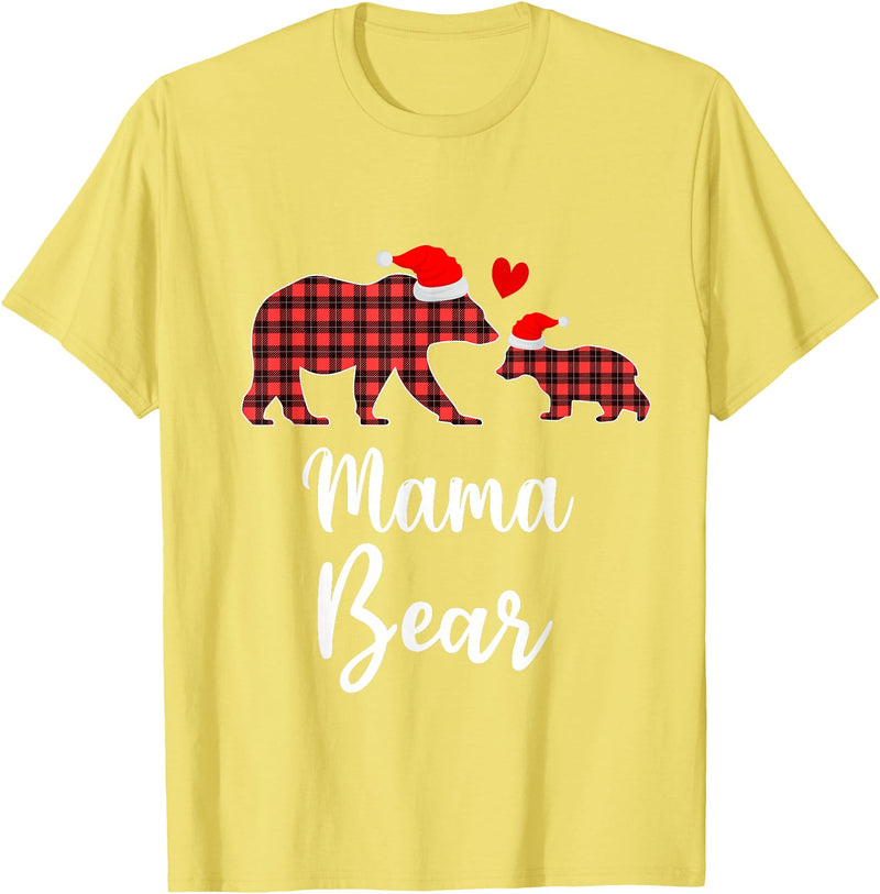 Cute Xmas Gifts Tartan Bear Cub Matching Costumes Mama Bear Buffalo Red Plaid Christmas Pajama Family Outfits T-Shirt -