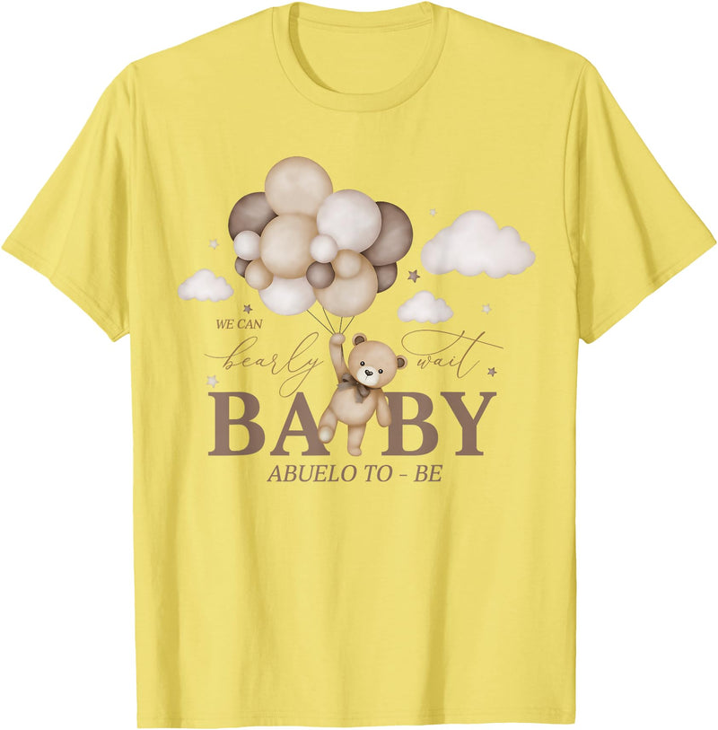 Cute Bearly Wait Baby Shower Bear Matching Family Abuelo We Can Bearly Wait Baby Shower Bear Family Matching T-Shirt - Lemon Yellow