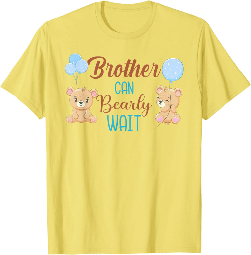 Family Baby Shower Gifts Brother Can Bearly Wait Bear Gender Neutral Boy Baby Shower T-Shirt - Lemon Yellow