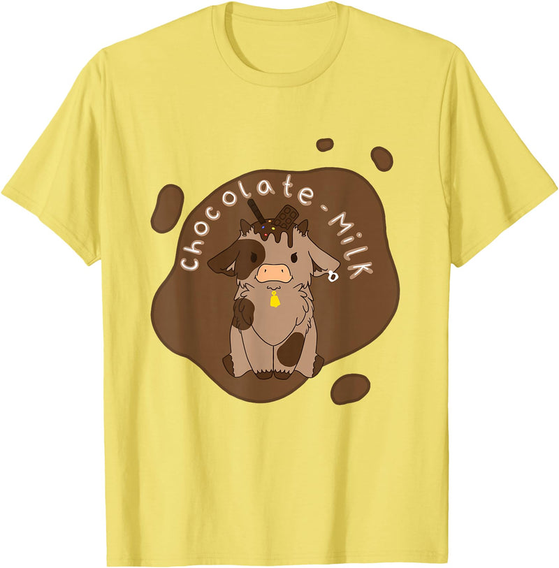 Cute Kawaii Merch Kawaii Chocolate Milk Cow T-Shirt - Lemon Yellow