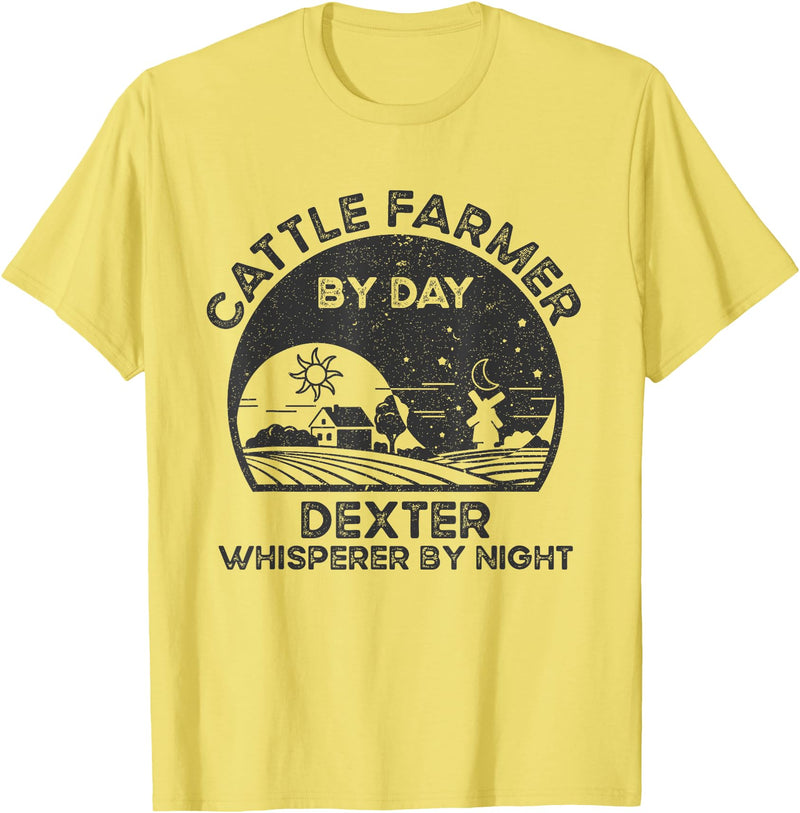 Funny Dexter Gift for Men, Women, Dad & Mom Cattle Farmer Whisperer Cow Rancher - Dexter T-Shirt - Lemon Yellow