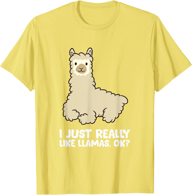 Llama Gifts For Llama Lovers Llama Lover I Just Really Like Llamas, OK Funny Llama T-Shirt - Lemon Yellow