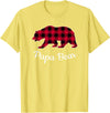 Papa & Mama Bear Outfit Papa Bear Pajama Red Buffalo Plaid T-Shirt - Lemon Yellow