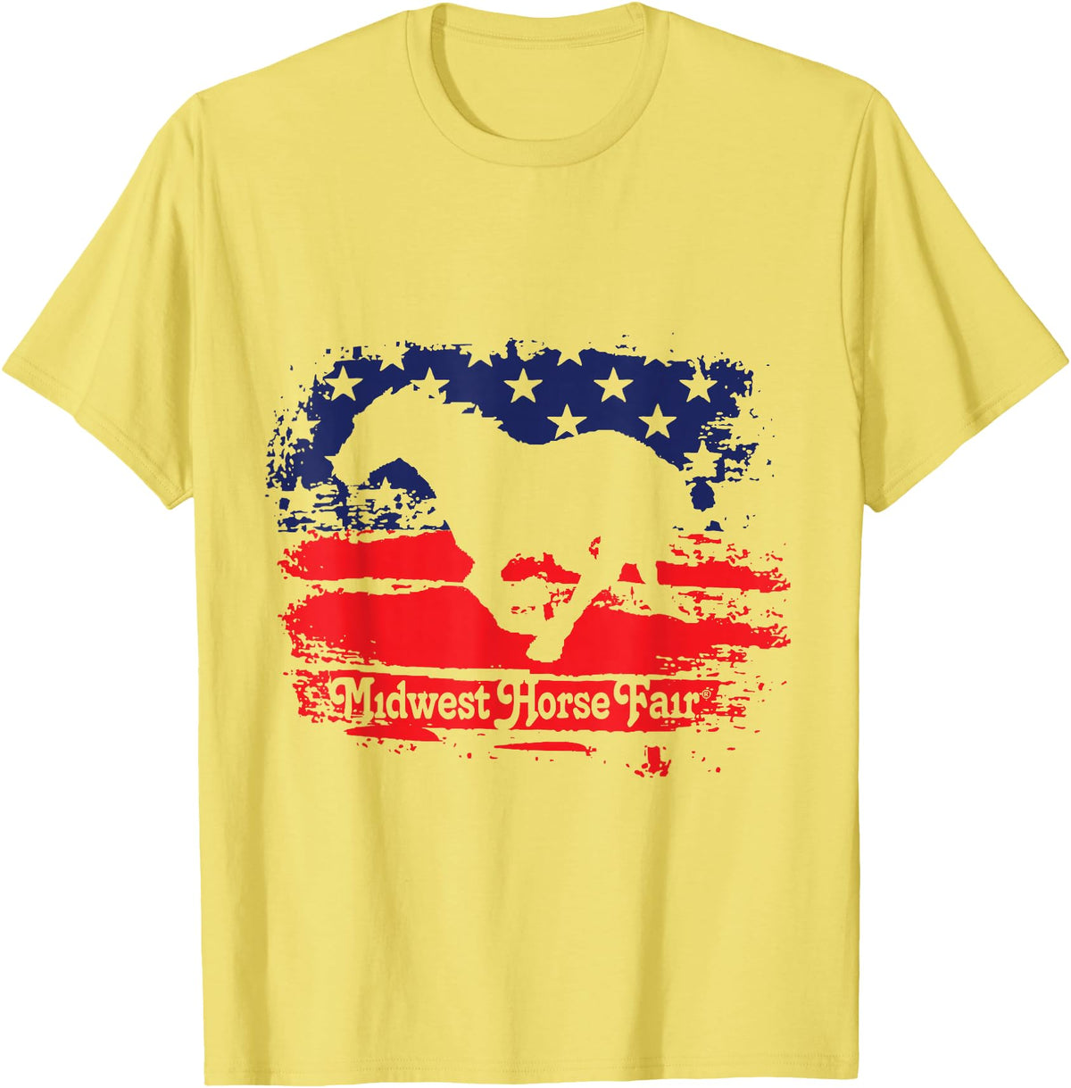 Midwest Horse Fair Red/White/Blue Flag T-Shirt - Lemon Yellow