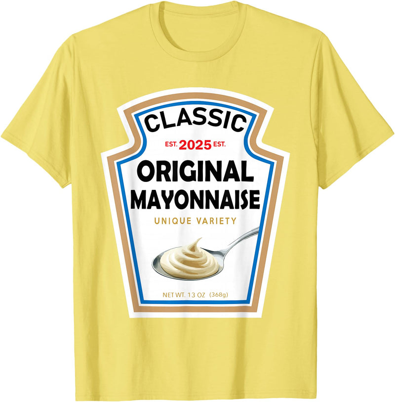 Halloween 2025 Condiments Couples Costume Sauce White Mayonnaise Halloween Costume Couples T-Shirt - Lemon Yellow