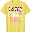 Cow Birthday Shirt For Family Men Women Cow Lover Sister Of The Birthday Girl Farm Cow 1 St Birthday Girl T-Shirt - Lemon