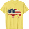 Bison American Buffalo Patriotic Heritage Lr Vintage Buffalo American Flag USA Bison Lover Wildlife T-Shirt - Lemon Yellow
