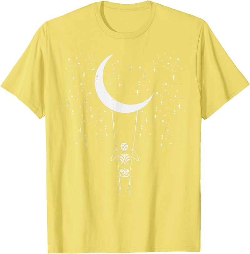 Skeleton Themed Halloween Shirts Men Women Kids Halloween Skeleton Moon Swing Vintage Costume Men Women Kids T-Shirt - Lemon