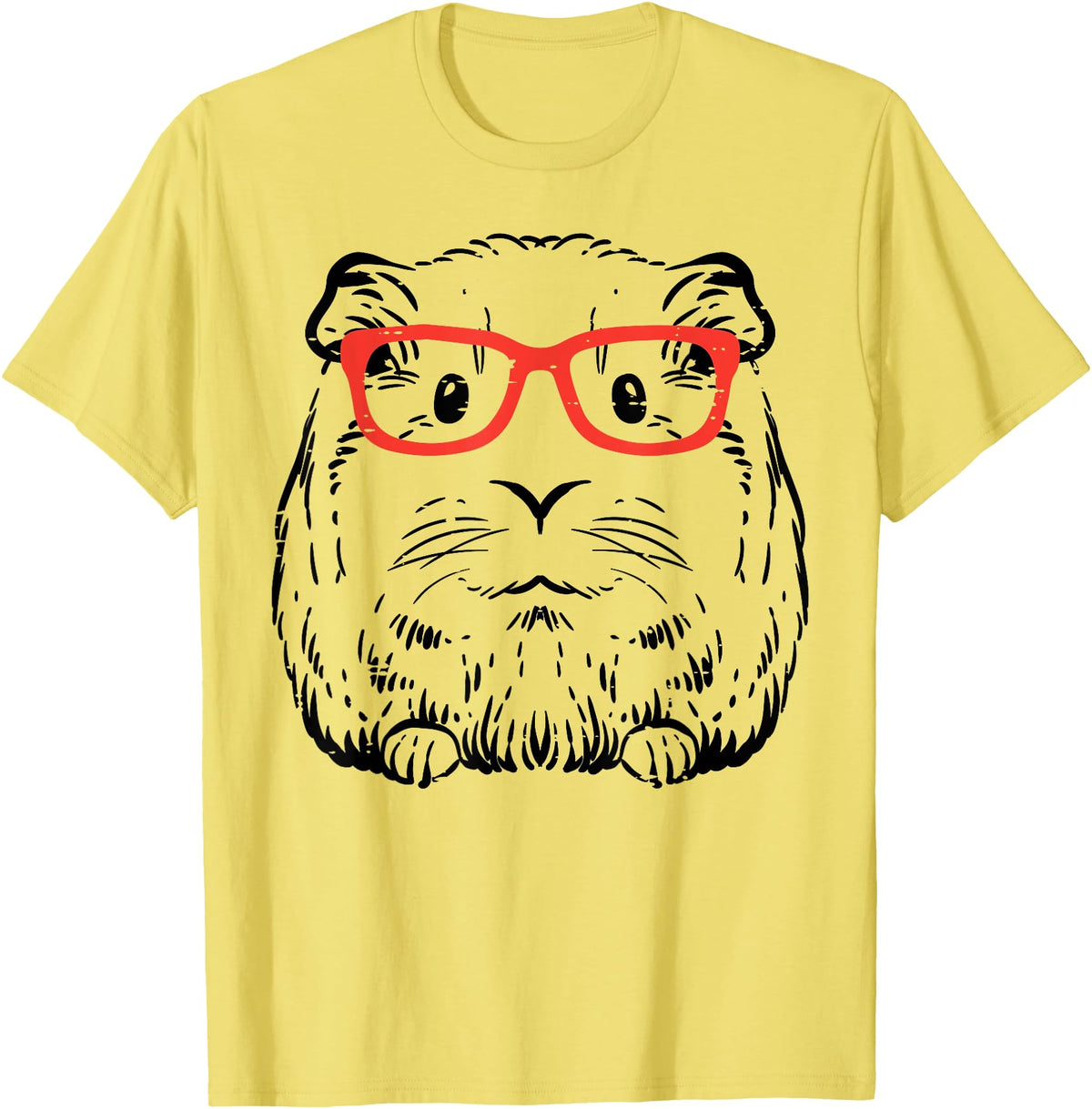 Guinea Pig Shirts For Men Women Kids Gift Guinea Pig Glasses Cute Hispter Cavy Nerd Pet Women Men Kids T-Shirt - Lemon Yellow