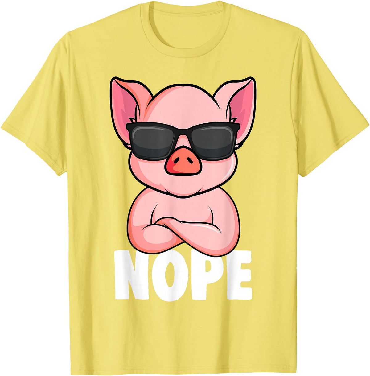 Funny Pig Lover & Owner Gift Ideas Pigs Nope Pig Children Girls Pig T-Shirt - Lemon Yellow