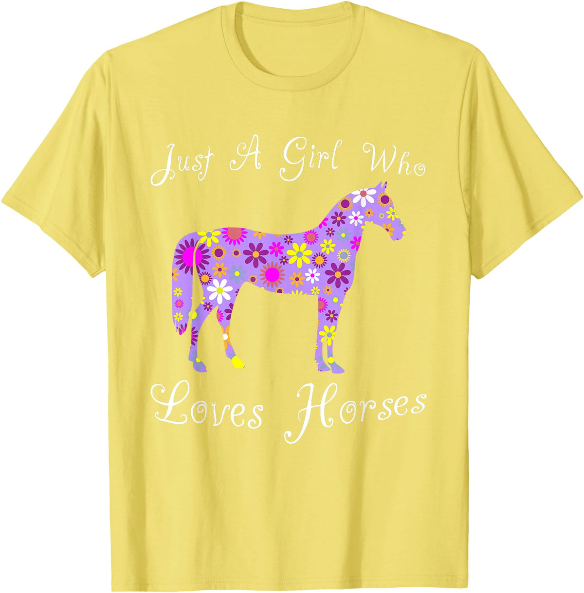 Cartba Horse Co. Fun Cute Just A Girl Who Loves Horses T-Shirt - Lemon Yellow