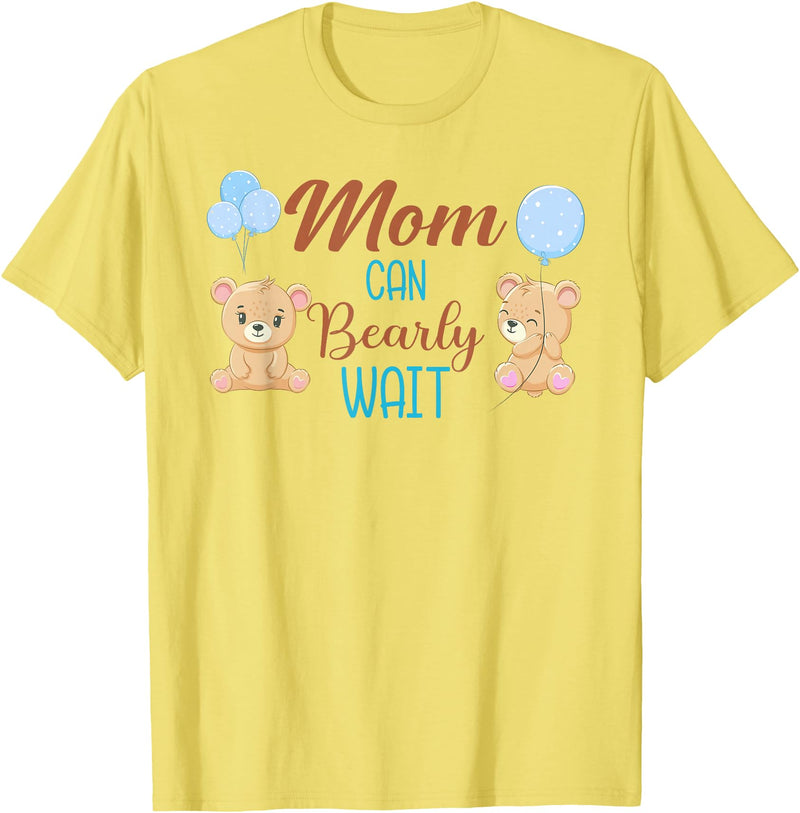 Family Baby Shower Gifts Mom Can Bearly Wait Bear Gender Neutral Boy Baby Shower T-Shirt - Lemon Yellow