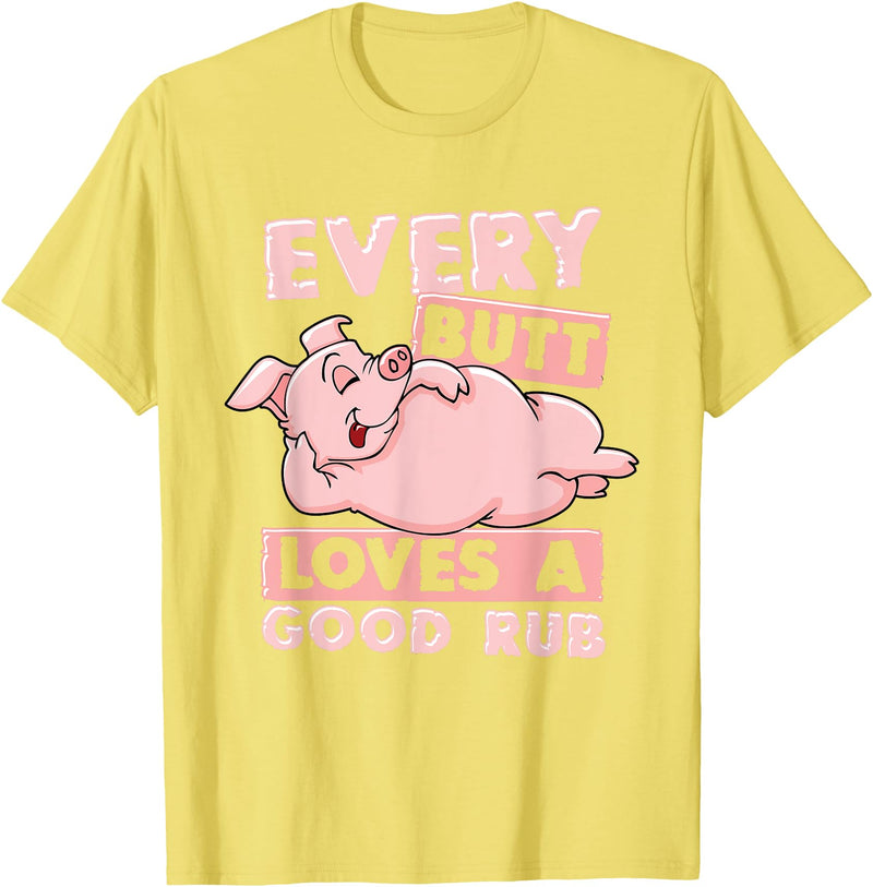 BCC BBQ Shirts & Barbecue Grill Master Gifts BBQ Pig Grill Shirt Chef Barbecue Pulled Pork Steak BBQ T-Shirt - Lemon Yellow
