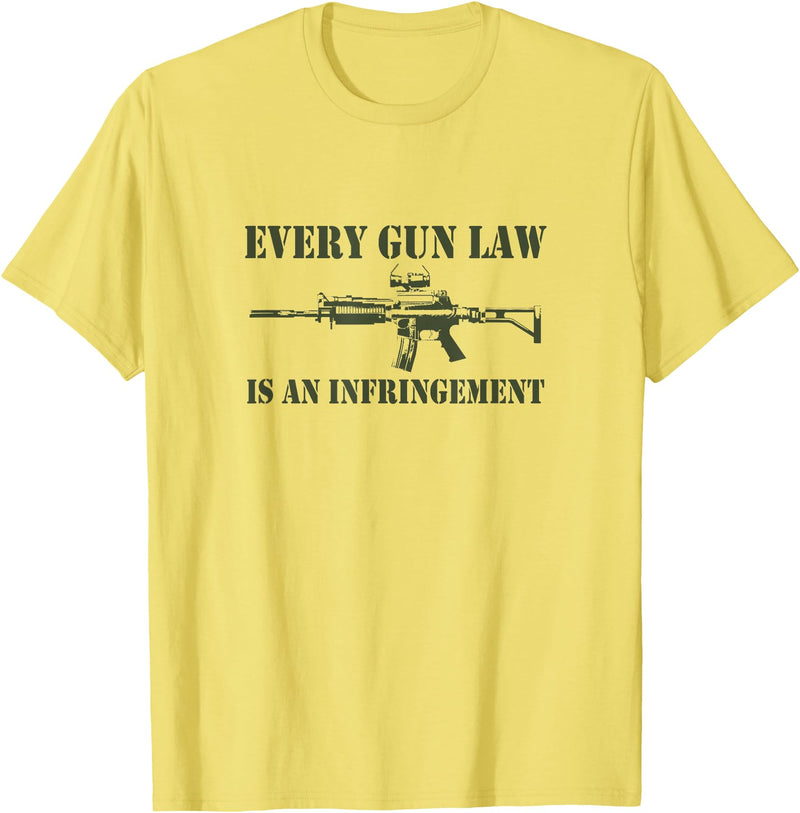 Tronic Tees M4A1 Every Gun Law Is An Infringement 2nd Amendment T-Shirt - Lemon Yellow
