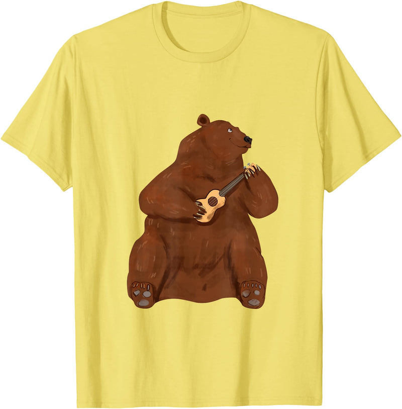 Ukulele Gifts & Accessories Grizzly Brown Bear Ukulele Guitar - Guitarist Uke T-Shirt - Lemon Yellow