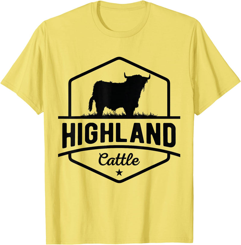 Farm Highland Cow Men Cattle Clothing Agriculture Scottish Highland Cow for Cattle Farmers T-Shirt - Lemon Yellow
