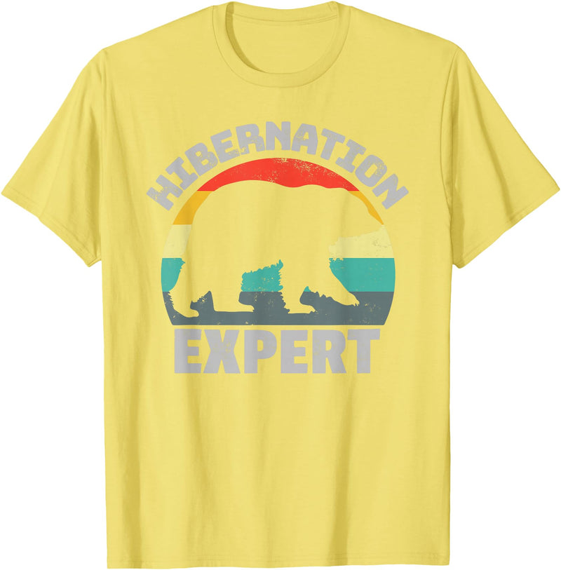 For Those Who Hate Winter Hibernation Bear Expert - Retro Funny Winter T-Shirt - Lemon Yellow