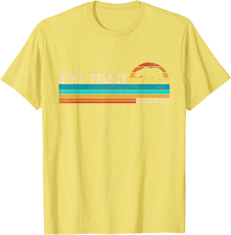 California Republic US State Bear Flag Sunset Simi Valley California State Bear Retro Sunset T-Shirt - Lemon Yellow