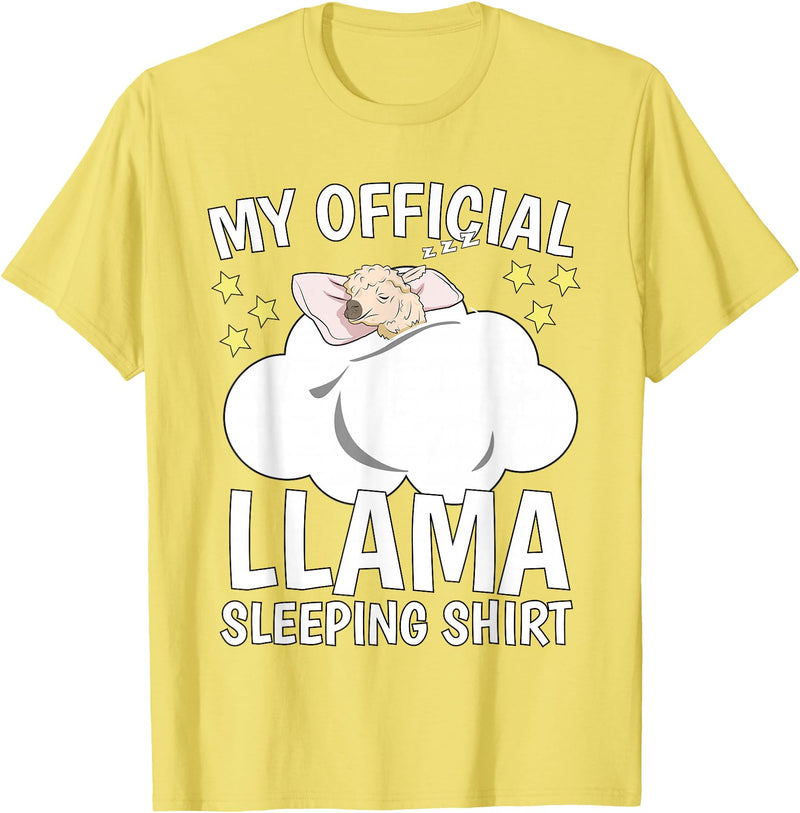 Llama Sleeping Wear Kids, Women & Men Official Sleeping Shirt Sleep Shirt Pajama Naps PJ Llama T-Shirt - Lemon Yellow